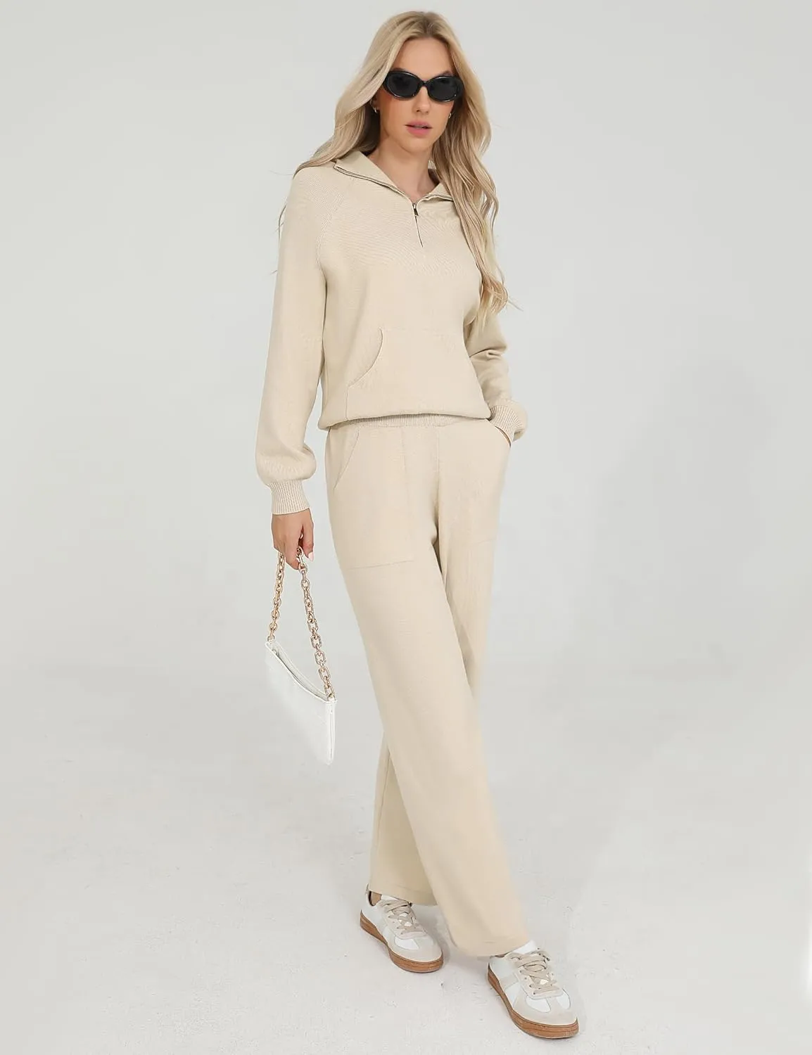 Totatuit 2 Piece Sweatsuits For Women Lounge Sets Travel Outfits Tracksuits Sweatshirt Wide Leg Sweatpants Matching Set