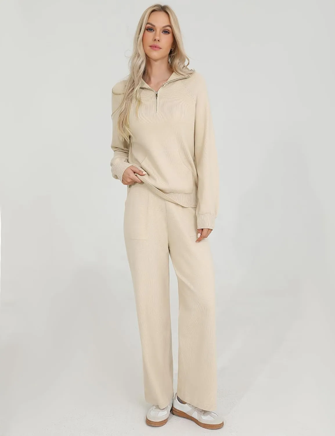 Totatuit 2 Piece Sweatsuits For Women Lounge Sets Travel Outfits Tracksuits Sweatshirt Wide Leg Sweatpants Matching Set