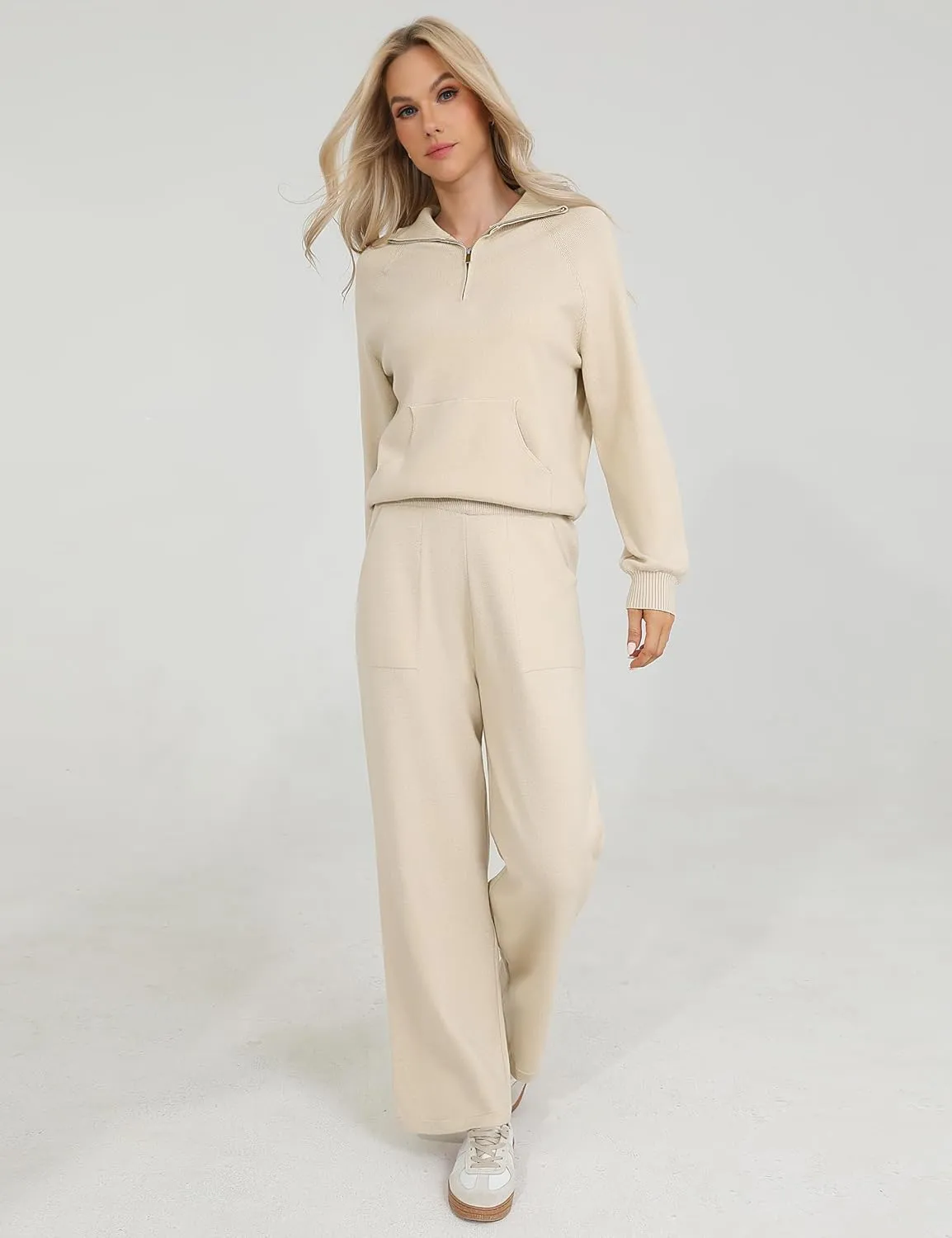 Totatuit 2 Piece Sweatsuits For Women Lounge Sets Travel Outfits Tracksuits Sweatshirt Wide Leg Sweatpants Matching Set