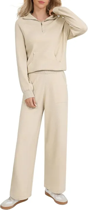 Totatuit 2 Piece Sweatsuits For Women Lounge Sets Travel Outfits Tracksuits Sweatshirt Wide Leg Sweatpants Matching Set