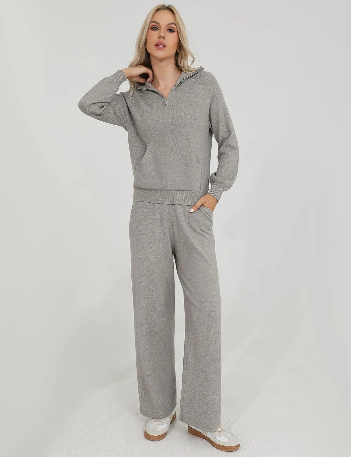 Totatuit 2 Piece Sweatsuits For Women Lounge Sets Travel Outfits Tracksuits Sweatshirt Wide Leg Sweatpants Matching Set