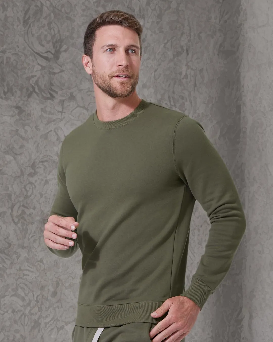 True Classic Men's Fleece Crewneck French Terry Pullover Sweatshirt, Classic Crewneck Cotton-Blend Sweater Essentials for Men