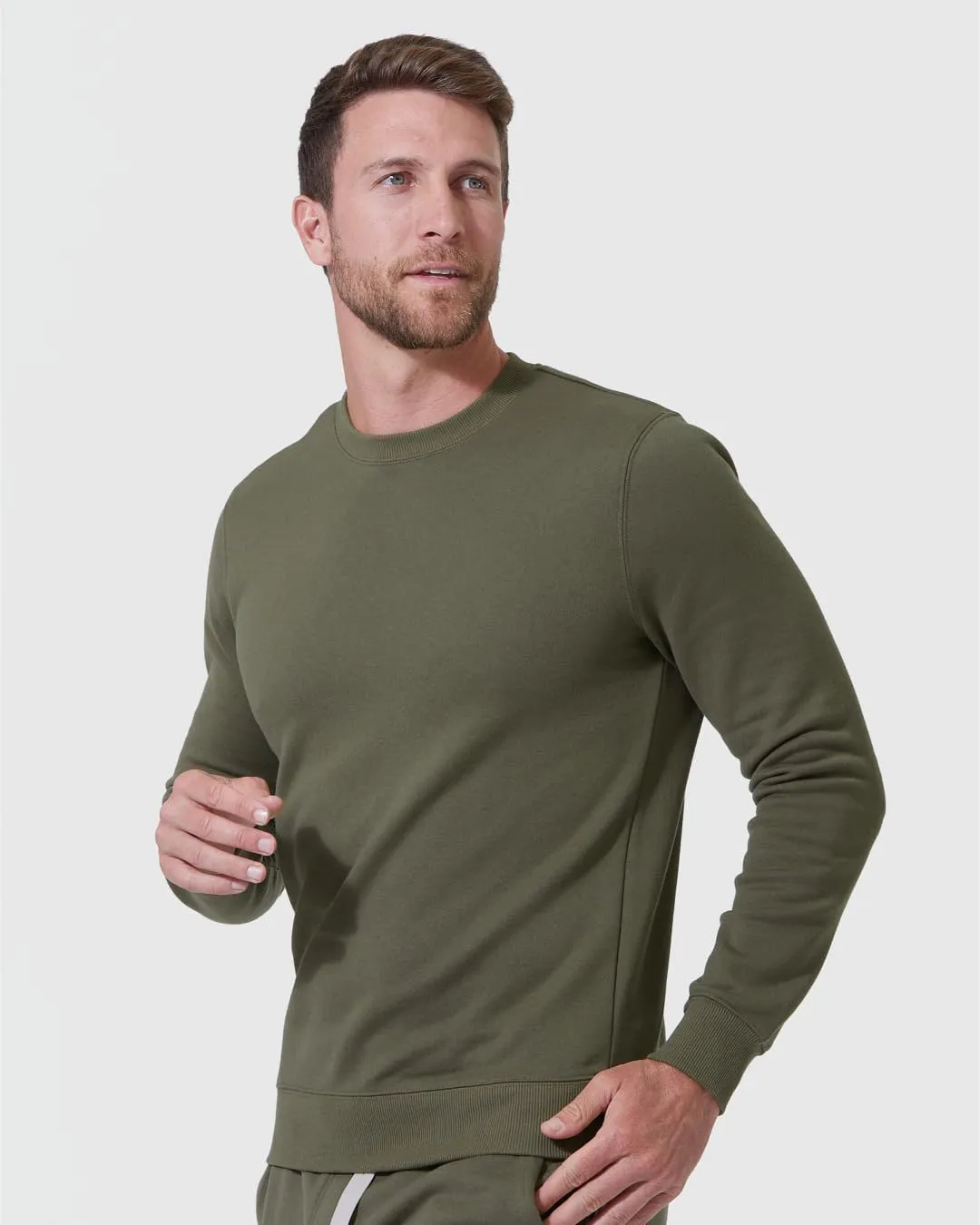 True Classic Men's Fleece Crewneck French Terry Pullover Sweatshirt, Classic Crewneck Cotton-Blend Sweater Essentials for Men