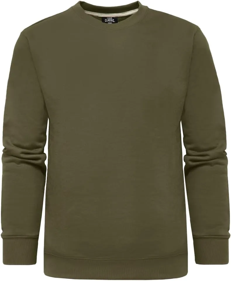 True Classic Men's Fleece Crewneck French Terry Pullover Sweatshirt, Classic Crewneck Cotton-Blend Sweater Essentials for Men