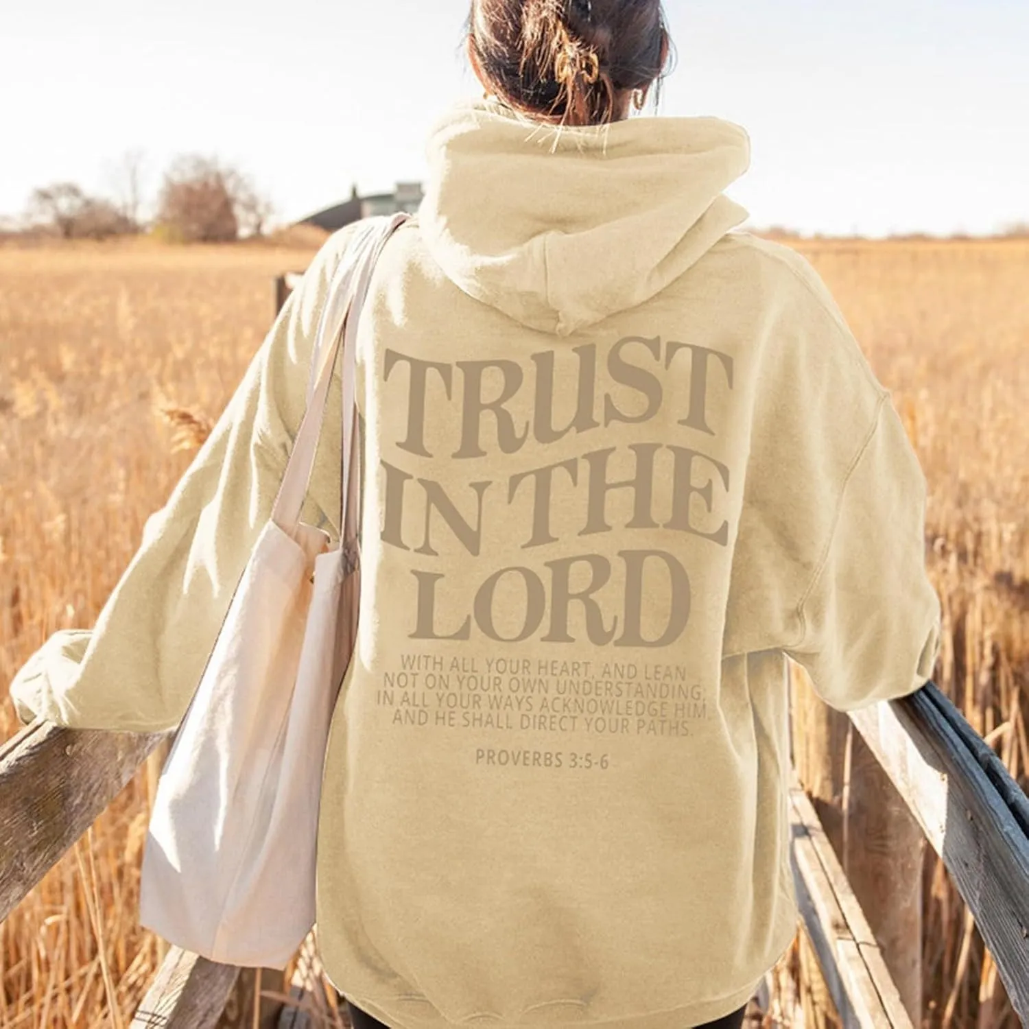 Trust In The Lord Christian Graphic Hoodies Trendy Jesus Loves You Hoodie Oversized Long Sleeve Sweatshirts Outfit