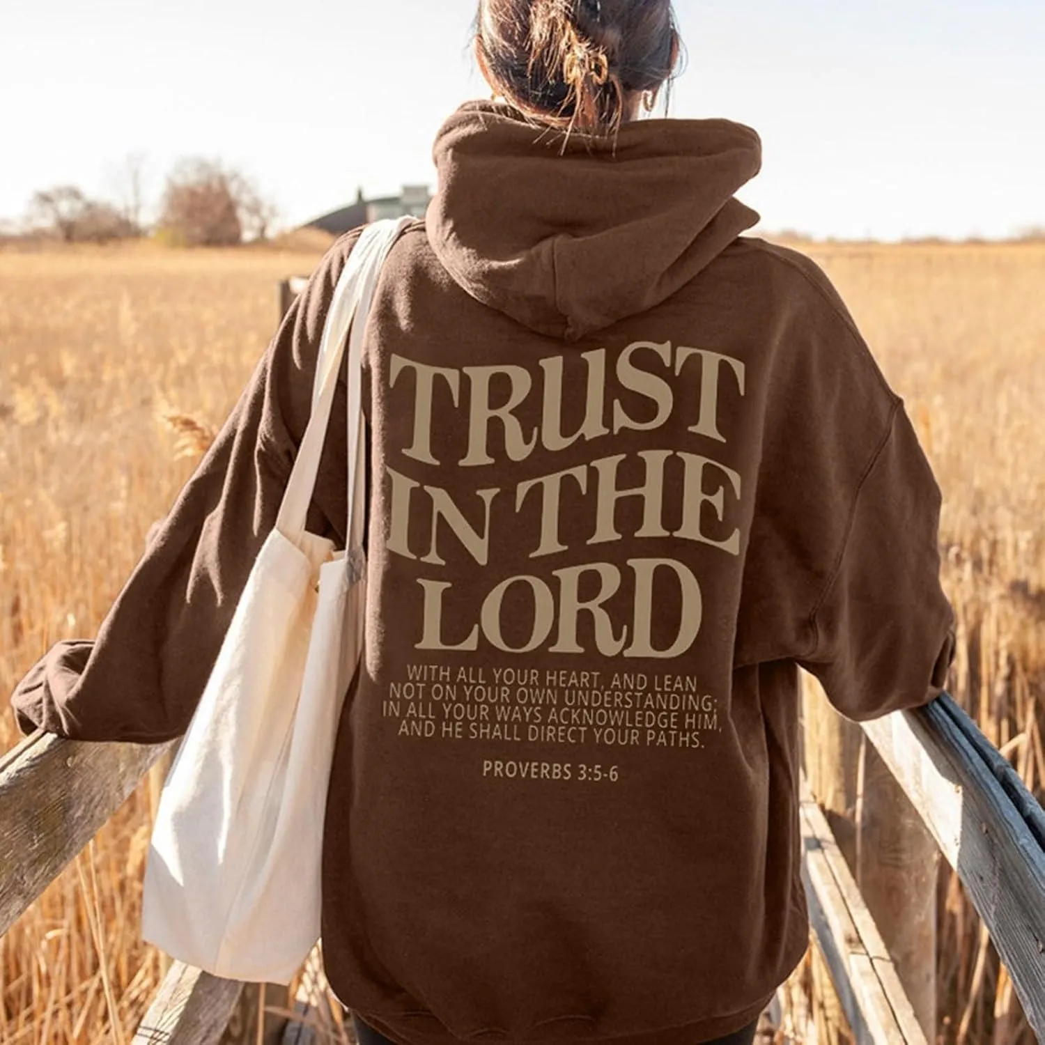 Trust In The Lord Christian Graphic Hoodies Trendy Jesus Loves You Hoodie Oversized Long Sleeve Sweatshirts Outfit