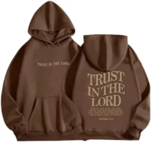 Trust In The Lord Christian Graphic Hoodies Trendy Jesus Loves You Hoodie Oversized Long Sleeve Sweatshirts Outfit