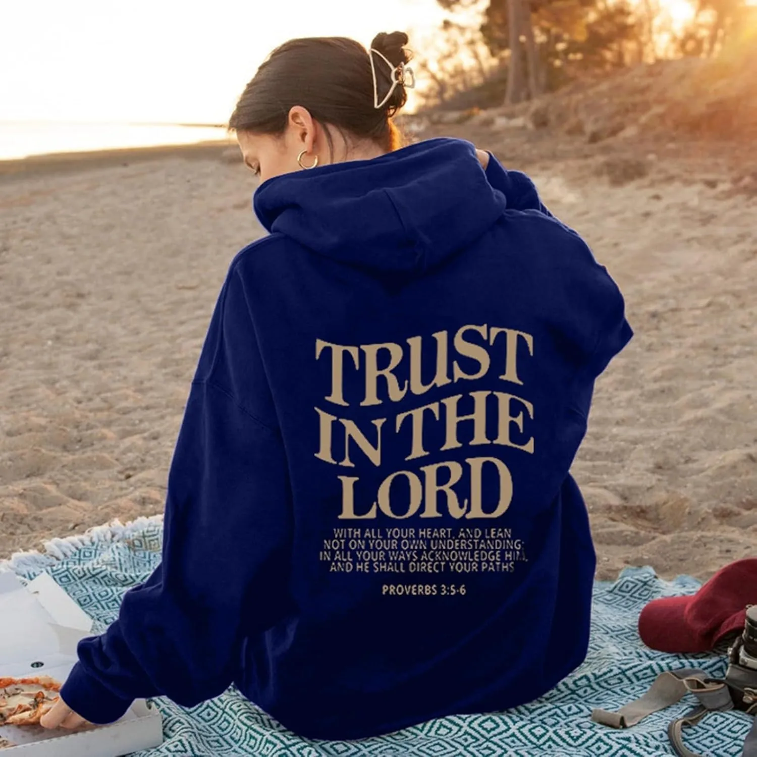 Trust in The Lord Christian Hoodies for Women Men Oversized Christian Hoodie for Teen Girl Casual Graphic Pullover Tops