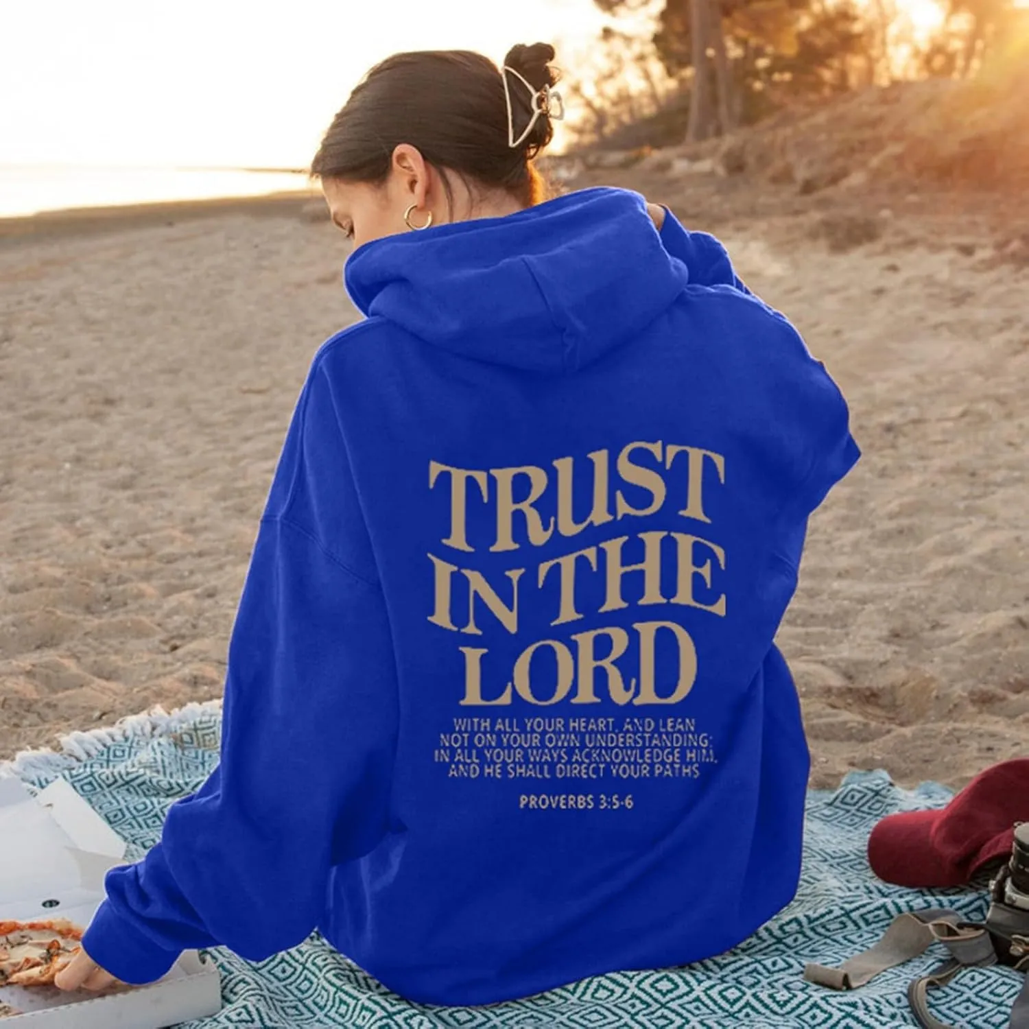 Trust in The Lord Christian Hoodies for Women Men Oversized Christian Hoodie for Teen Girl Casual Graphic Pullover Tops