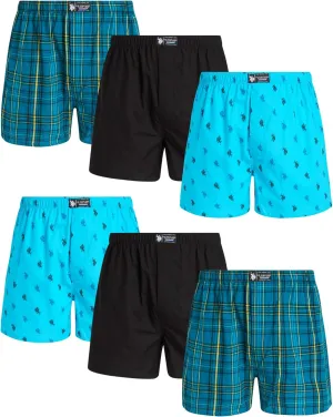 U.S. Polo Assn. Men's Underwear - Woven Boxers with Functional Fly (6 Pack)