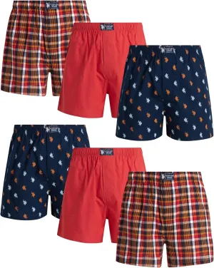 U.S. Polo Assn. Men's Underwear - Woven Boxers with Functional Fly (6 Pack)