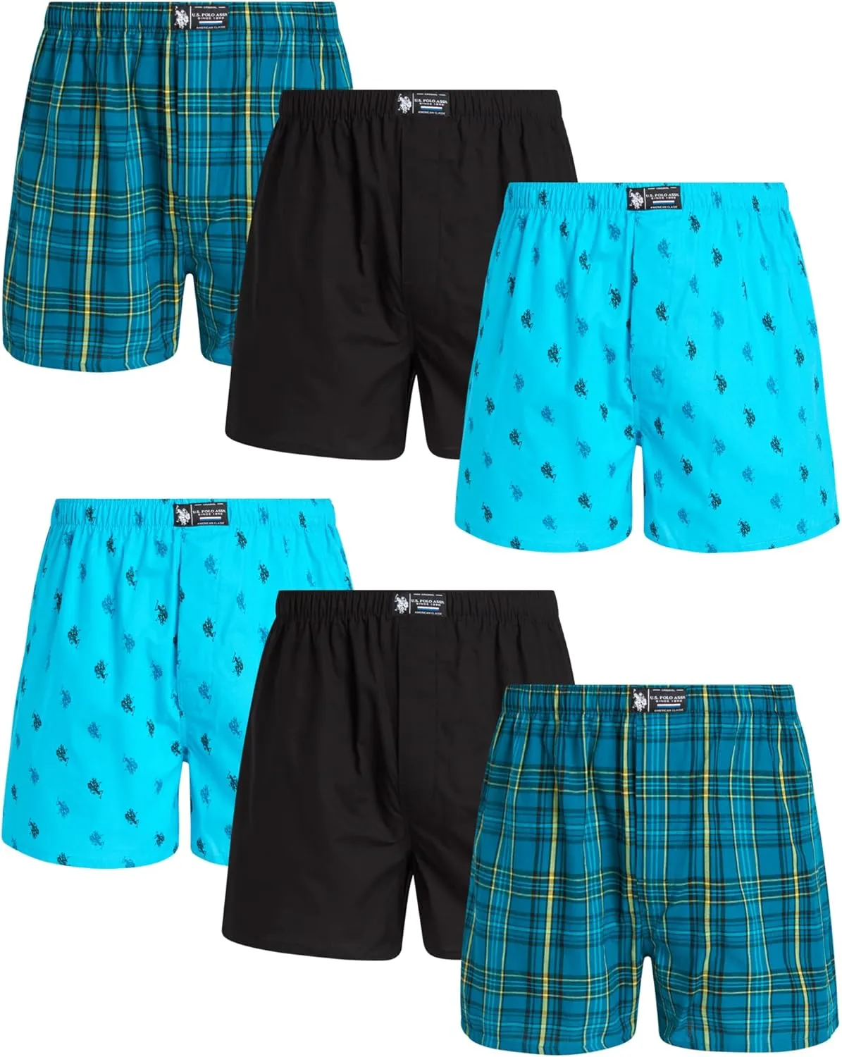U.S. Polo Assn. Men's Underwear - Woven Boxers with Functional Fly (6 Pack)