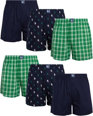 U.S. Polo Assn. Men's Underwear - Woven Boxers with Functional Fly (6 Pack)