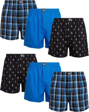 U.S. Polo Assn. Men's Underwear - Woven Boxers with Functional Fly (6 Pack)