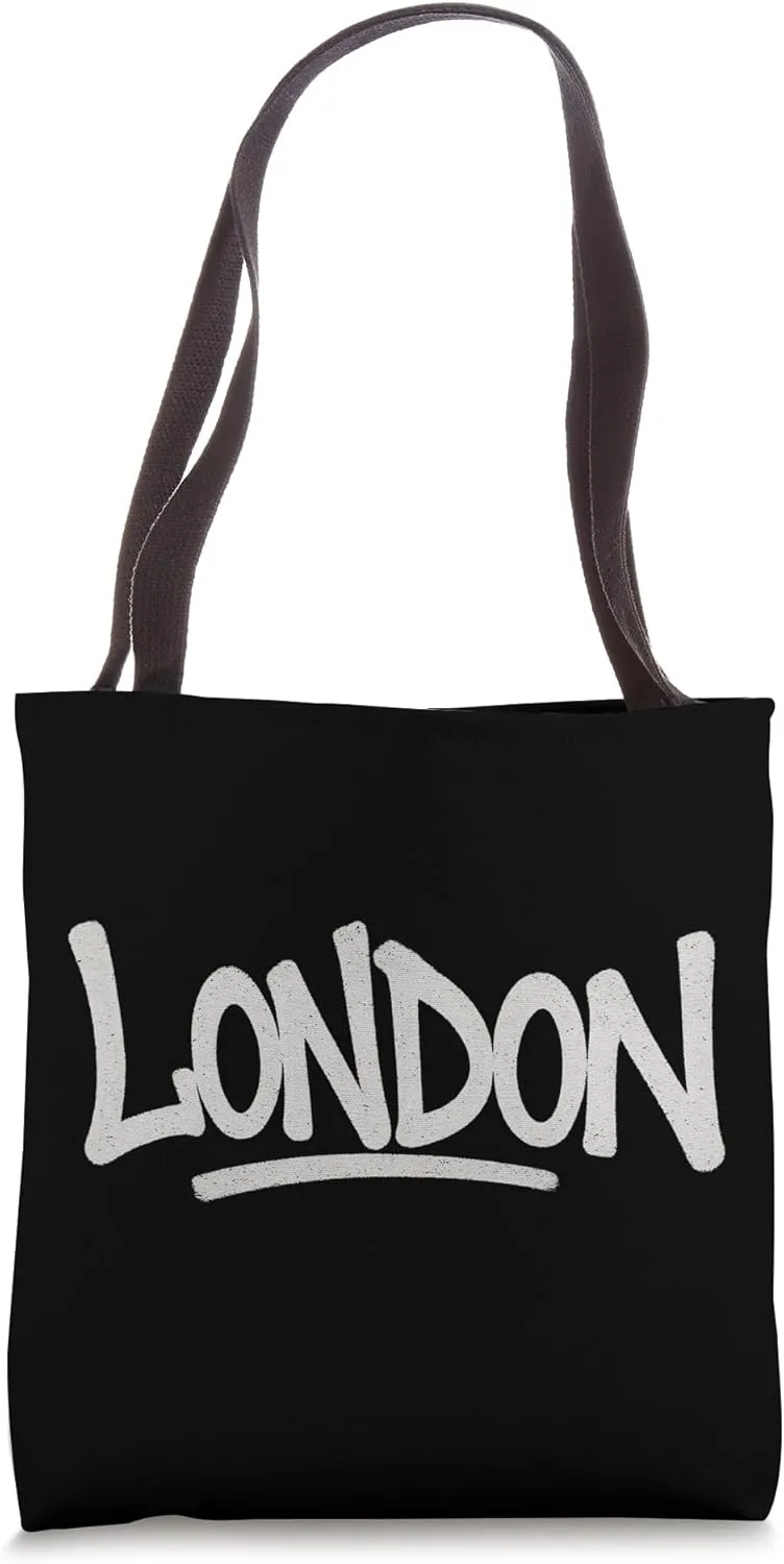 Vintage London Graffiti Street Art Spray Paint Streetwear Tote Bag