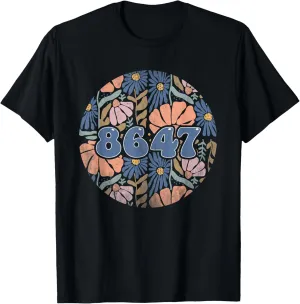 Vintage Retro 8647 Subtle Anti Trump 86 47 Floral Boho Style T-Shirt