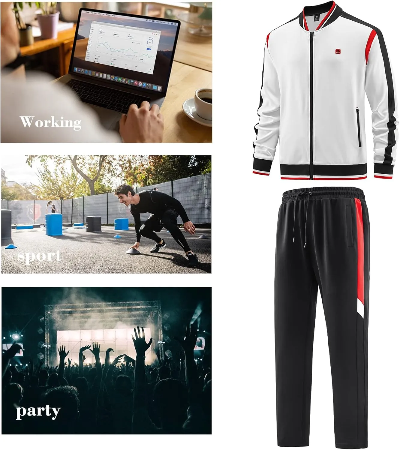 W JIANWANG Men's Casual Tracksuits Long Sleeve Jogging Suits Sweatsuit Sets Track Jackets and Pants 2 Piece Outfit