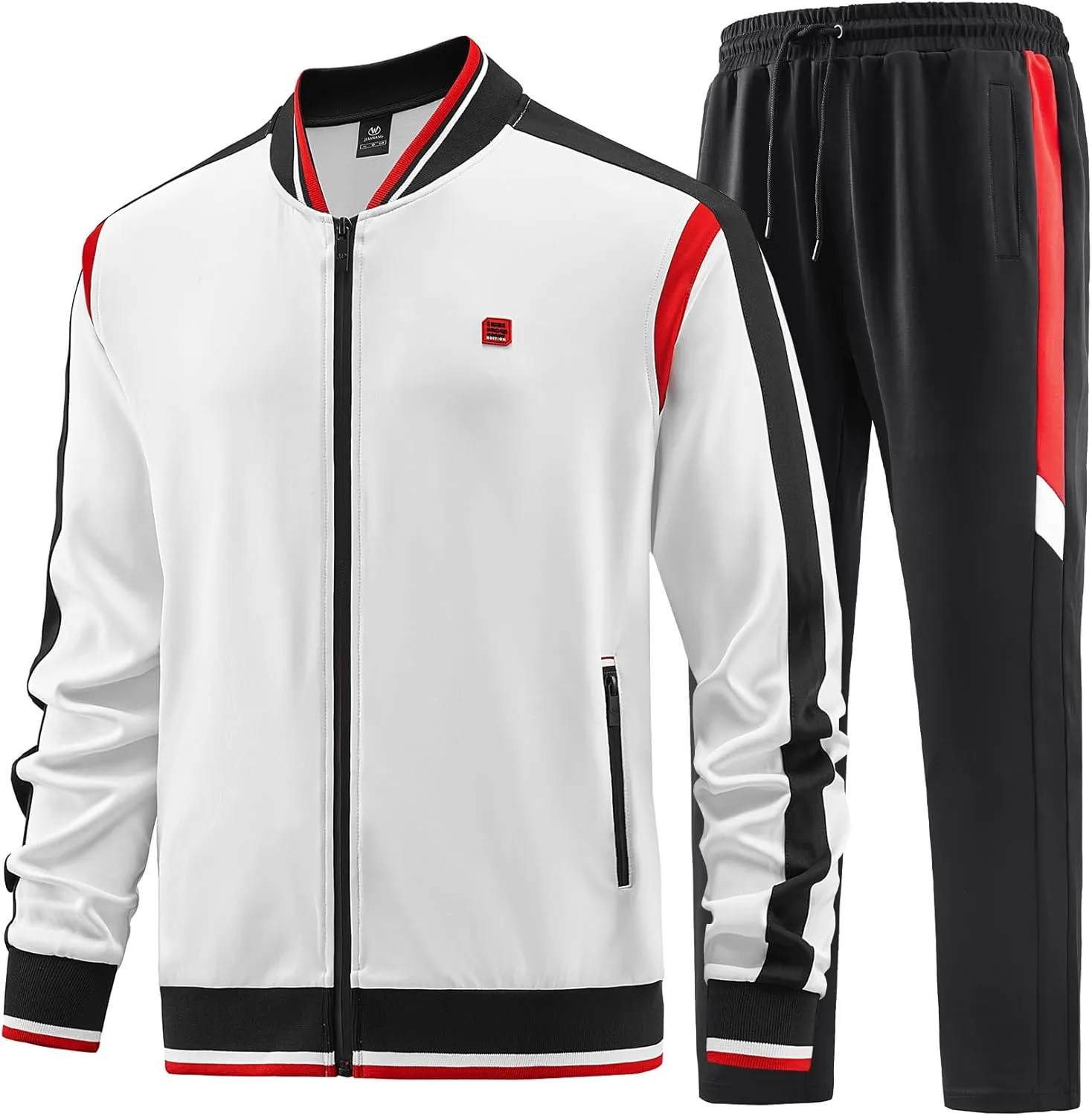 W JIANWANG Men's Casual Tracksuits Long Sleeve Jogging Suits Sweatsuit Sets Track Jackets and Pants 2 Piece Outfit