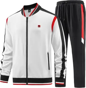 W JIANWANG Men's Casual Tracksuits Long Sleeve Jogging Suits Sweatsuit Sets Track Jackets and Pants 2 Piece Outfit