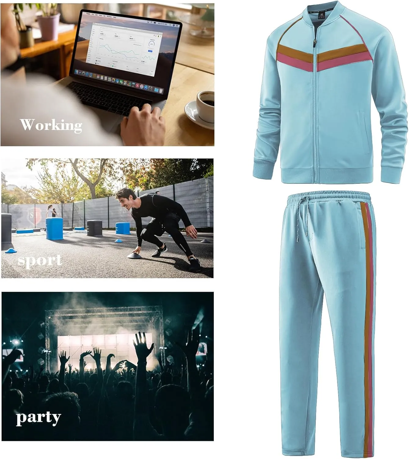 W JIANWANG Men's Casual Tracksuits Long Sleeve Jogging Suits Sweatsuit Sets Track Jackets and Pants 2 Piece Outfit