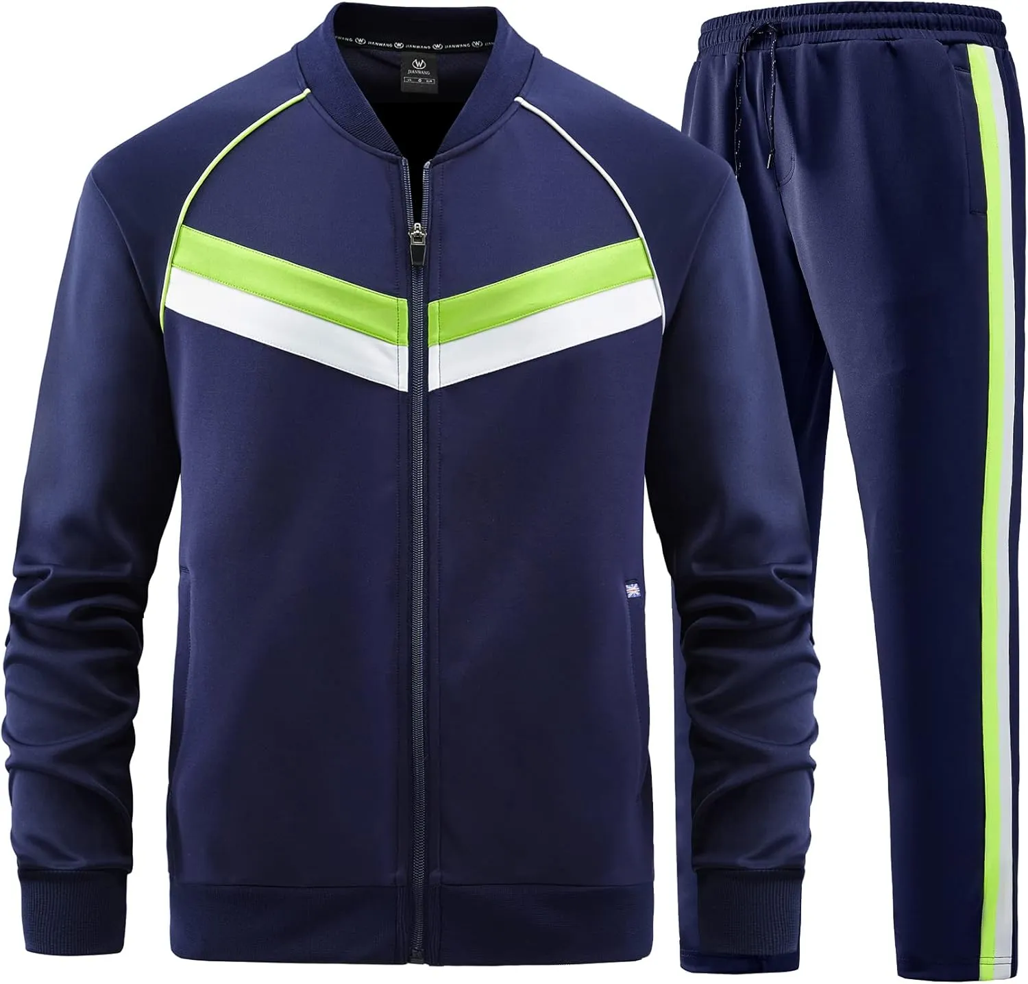 W JIANWANG Men's Casual Tracksuits Long Sleeve Jogging Suits Sweatsuit Sets Track Jackets and Pants 2 Piece Outfit