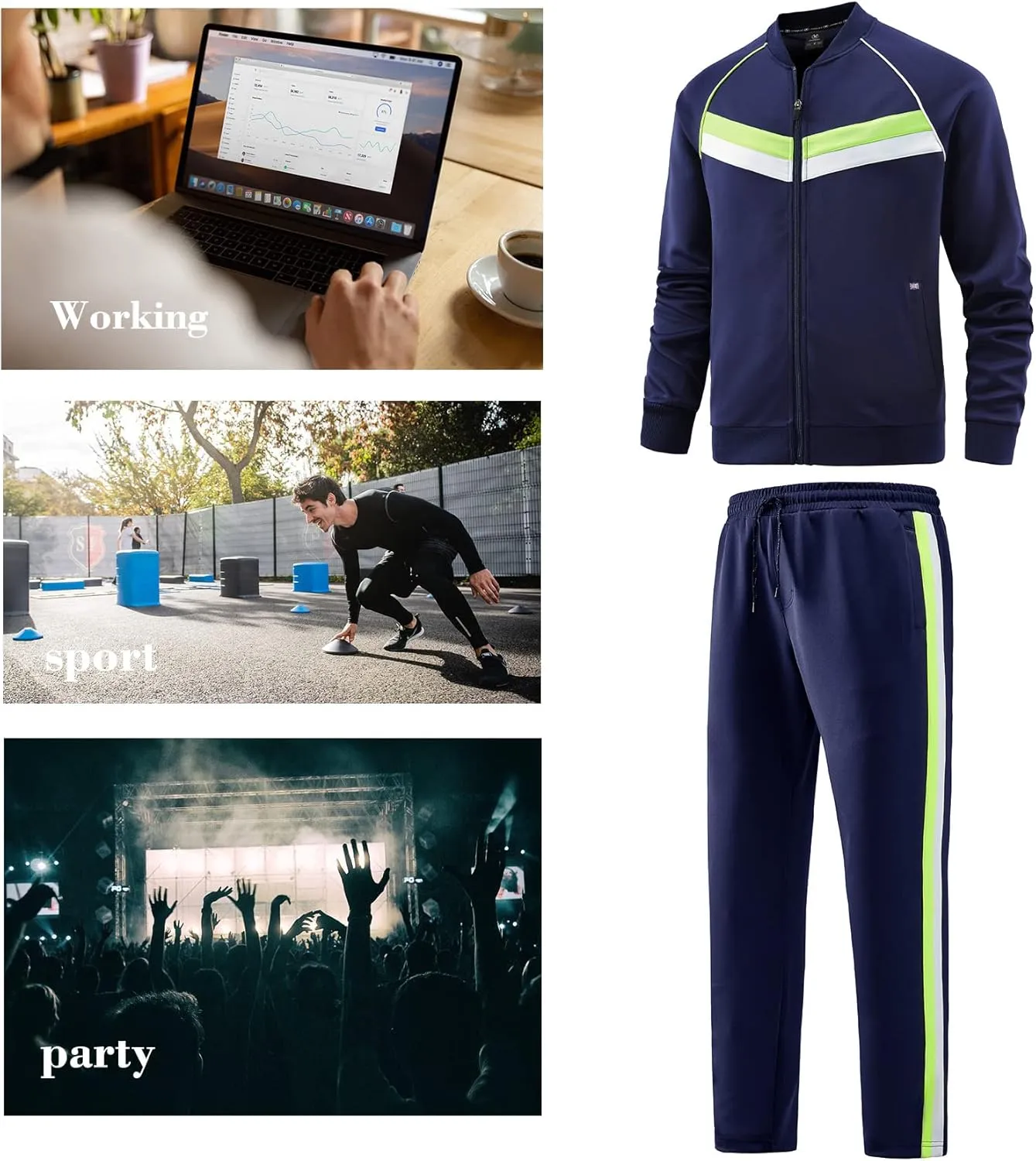 W JIANWANG Men's Casual Tracksuits Long Sleeve Jogging Suits Sweatsuit Sets Track Jackets and Pants 2 Piece Outfit