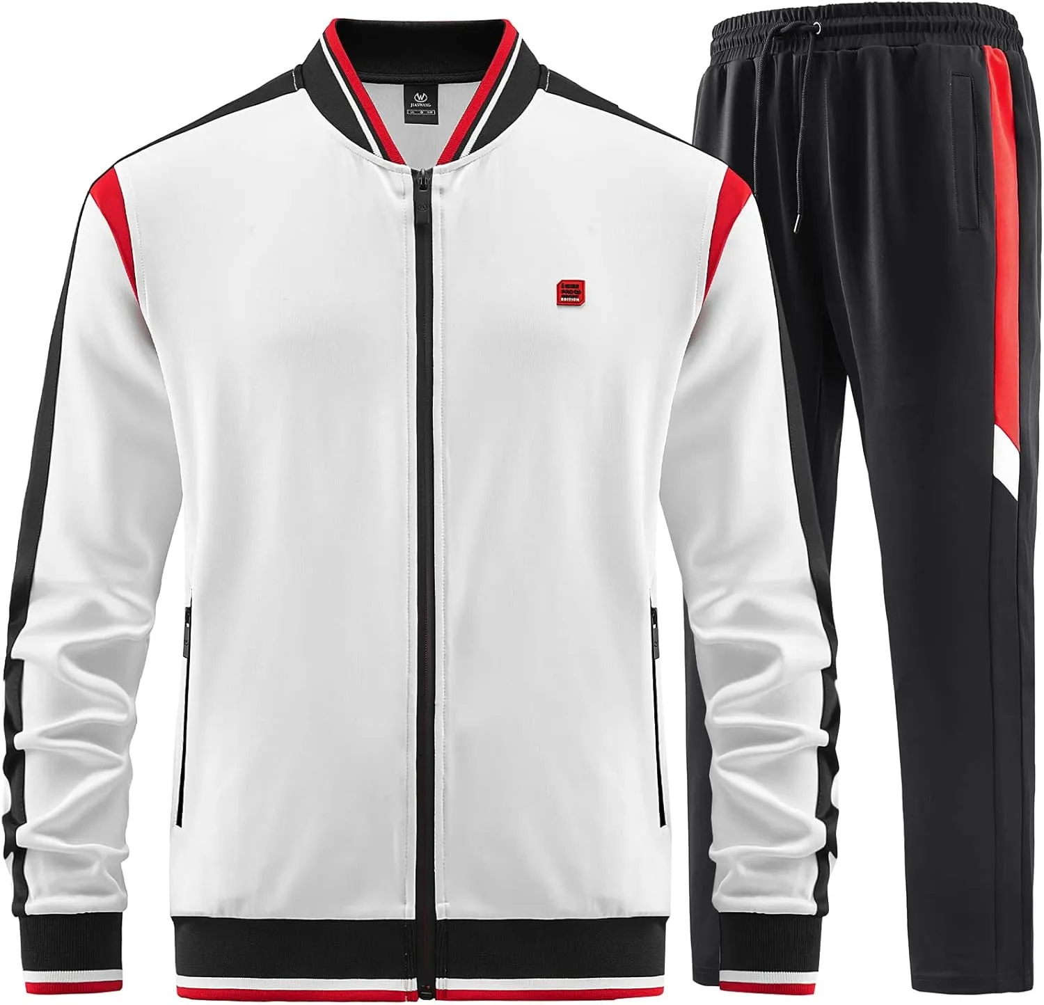 W JIANWANG Men's Casual Tracksuits Long Sleeve Jogging Suits Sweatsuit Sets Track Jackets and Pants 2 Piece Outfit