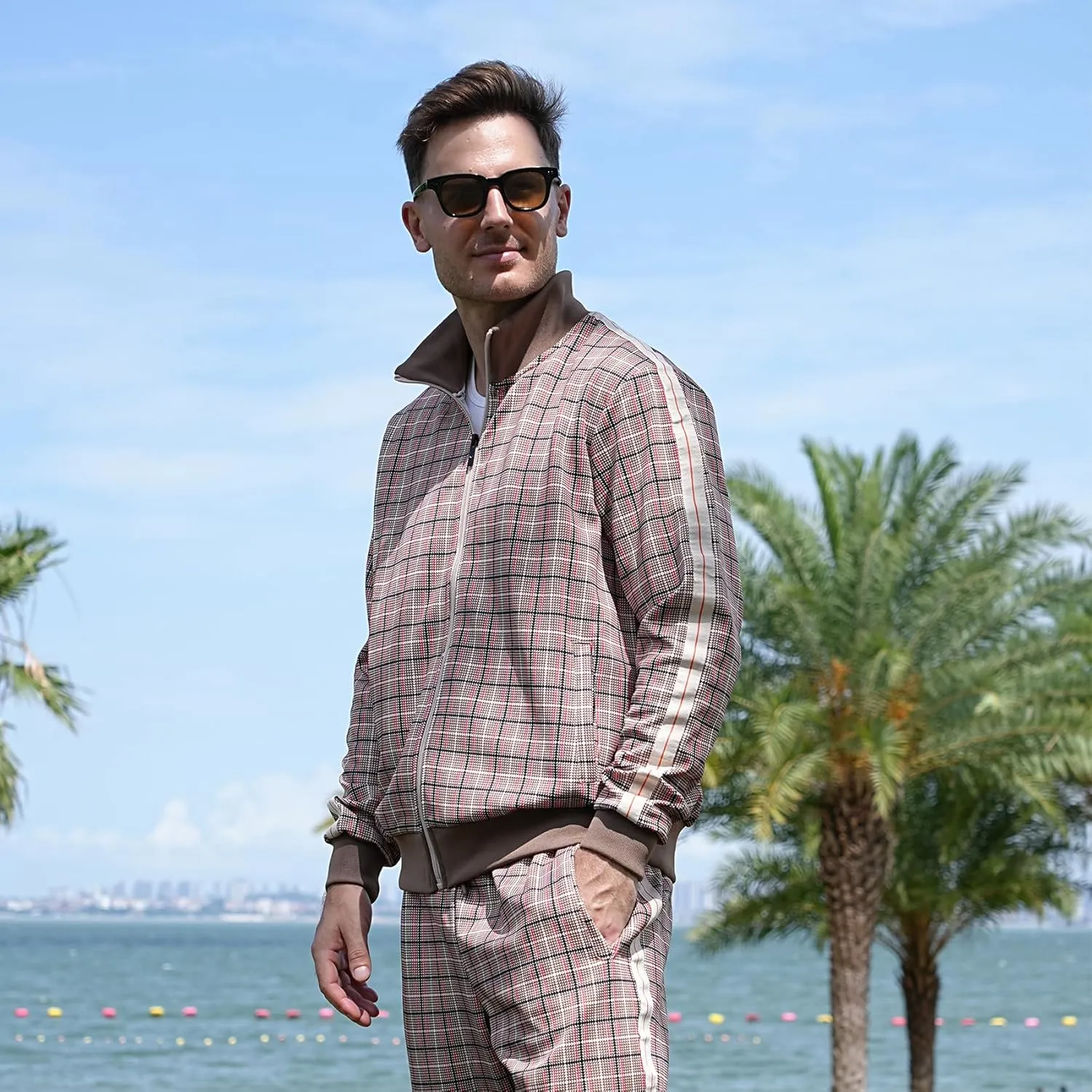 W JIANWANG Men's Casual Tracksuits Long Sleeve Jogging Suits Sweatsuit Sets Track Jackets and Pants 2 Piece Outfit