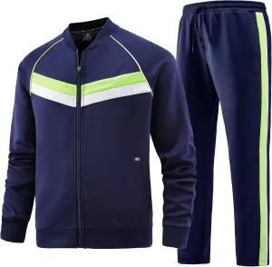 W JIANWANG Men's Casual Tracksuits Long Sleeve Jogging Suits Sweatsuit Sets Track Jackets and Pants 2 Piece Outfit