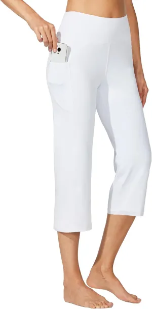 Willit Women's Yoga Capris Pants High Waist Leggings Crop Straight Leg Athletic Exercise Workout Capris 21"