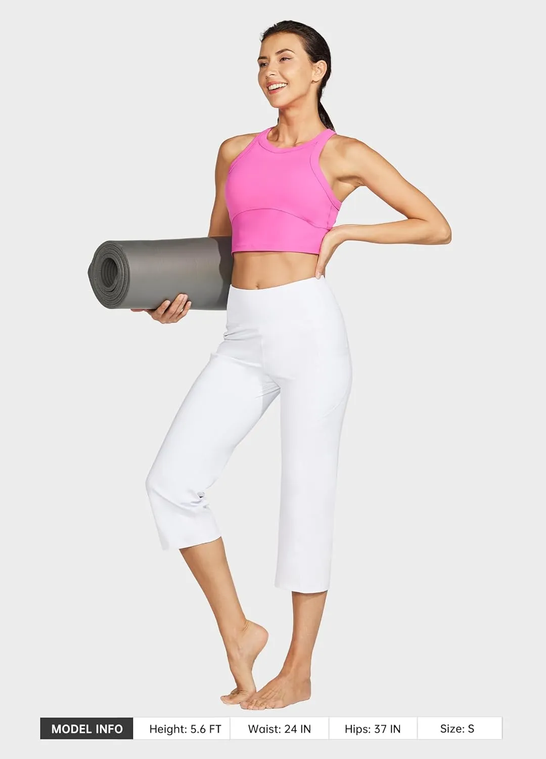Willit Women's Yoga Capris Pants High Waist Leggings Crop Straight Leg Athletic Exercise Workout Capris 21"