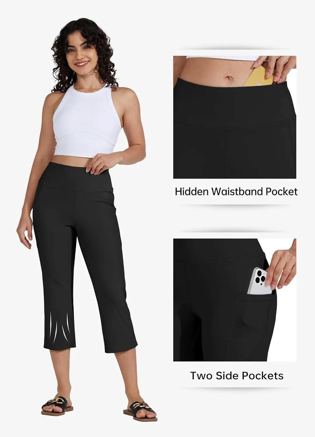 Willit Women's Yoga Capris Pants High Waist Leggings Crop Straight Leg Athletic Exercise Workout Capris 21"