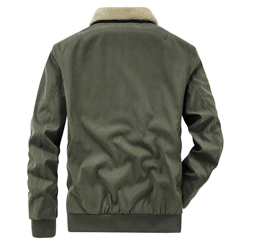 Winter Plush Coat Tooling Retro Bomber Jacket Men's Cotton Clothes