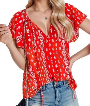 Women's Boho Chiffon Floral Tops V Neck Short Sleeve Dressy Casual Business Work Blouses 2025 Summer T-Shirt S-XXL