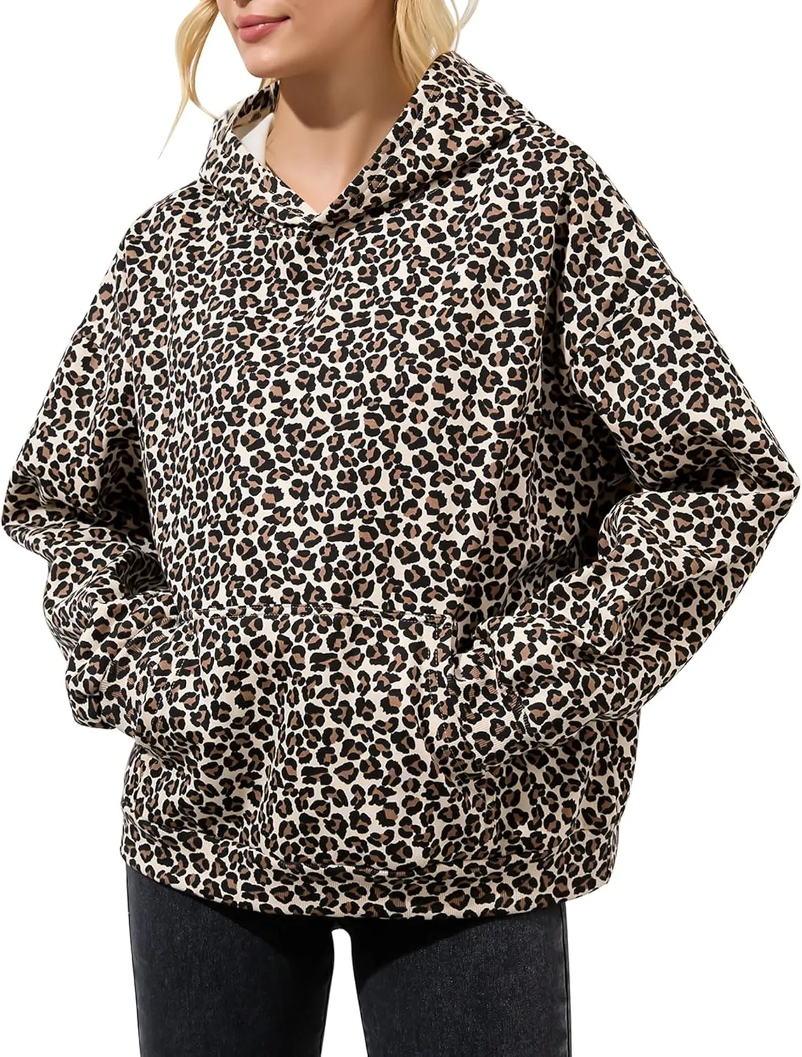 Womens Camo Hoodies Maple Leaf Print Oversized Hooded Pullover Shirt Fleece Long Sleeve Camo Sweatshirt With Pocket