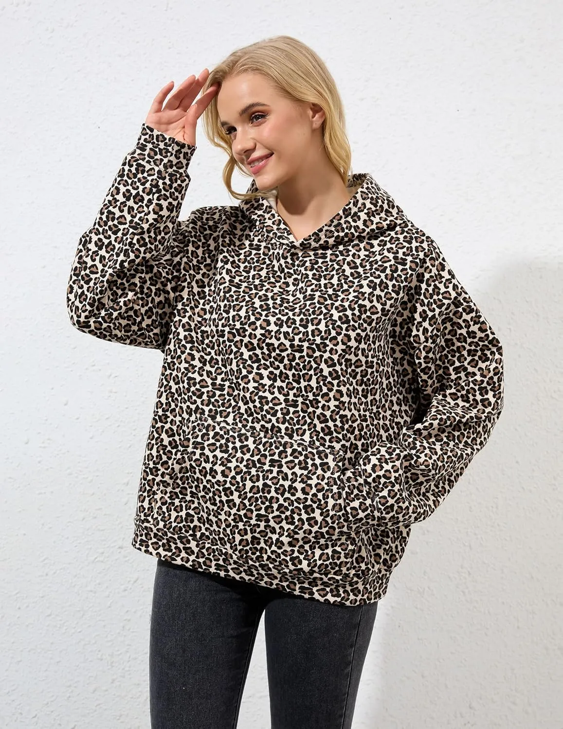 Womens Camo Hoodies Maple Leaf Print Oversized Hooded Pullover Shirt Fleece Long Sleeve Camo Sweatshirt With Pocket