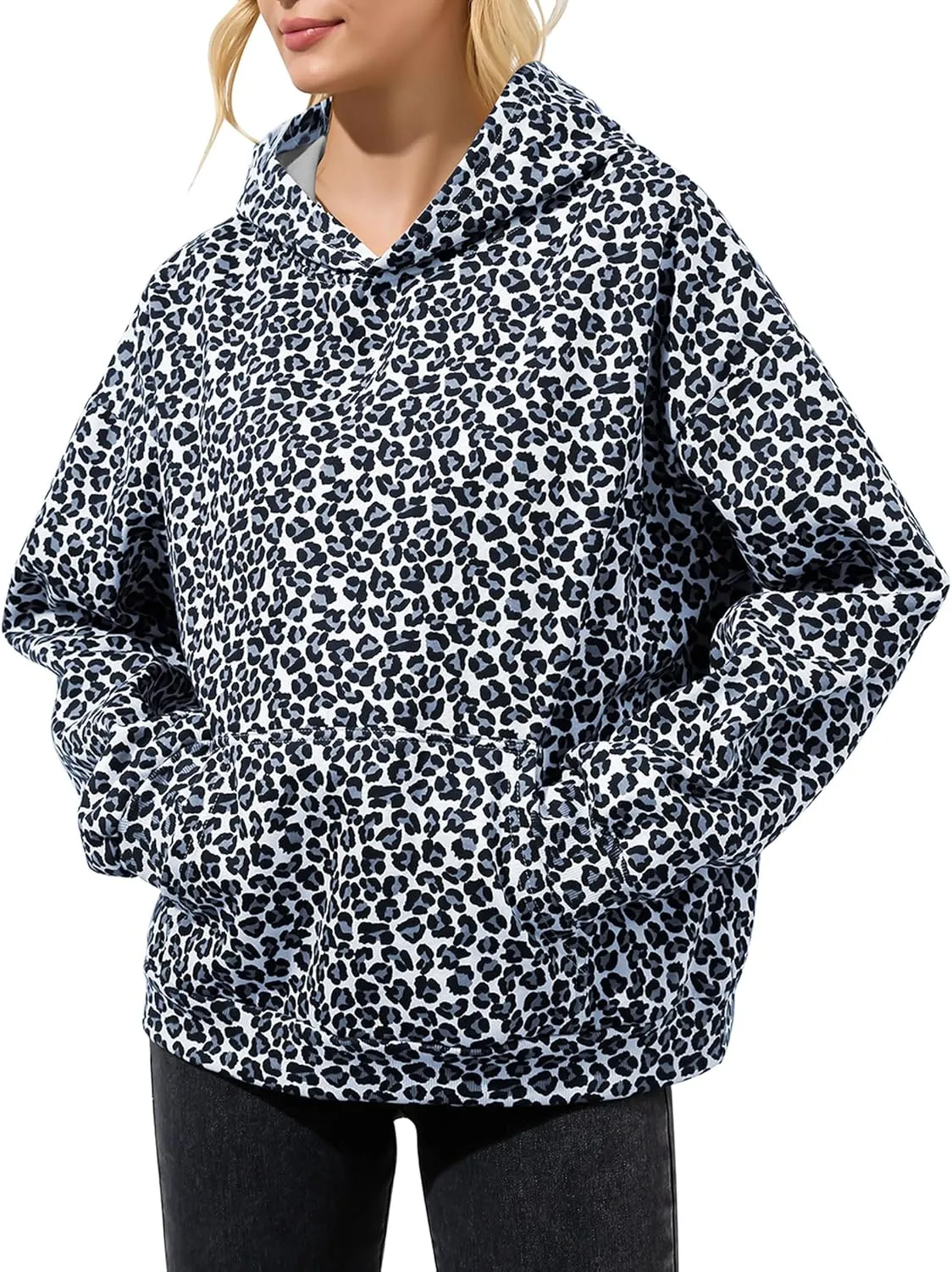 Womens Camo Hoodies Maple Leaf Print Oversized Hooded Pullover Shirt Fleece Long Sleeve Camo Sweatshirt With Pocket