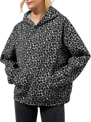 Womens Camo Hoodies Maple Leaf Print Oversized Hooded Pullover Shirt Fleece Long Sleeve Camo Sweatshirt With Pocket
