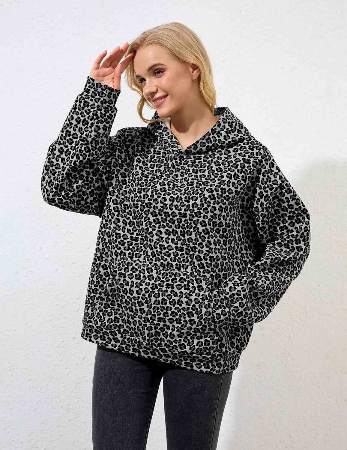 Womens Camo Hoodies Maple Leaf Print Oversized Hooded Pullover Shirt Fleece Long Sleeve Camo Sweatshirt With Pocket