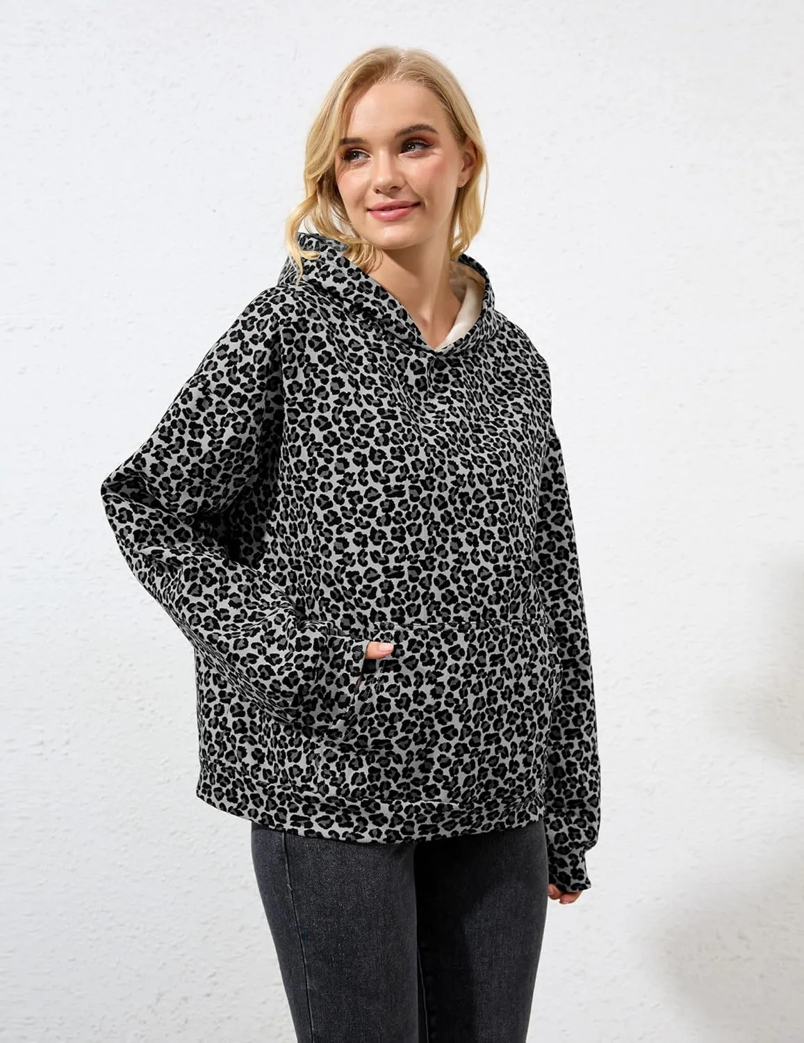 Womens Camo Hoodies Maple Leaf Print Oversized Hooded Pullover Shirt Fleece Long Sleeve Camo Sweatshirt With Pocket