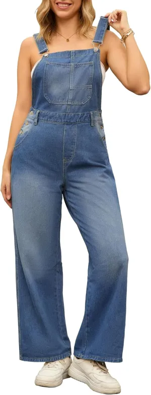 Women's Denim Jumpsuits Dungarees Pockets 2025 Spring Fashion Work Outfits Baggy Bib Overalls