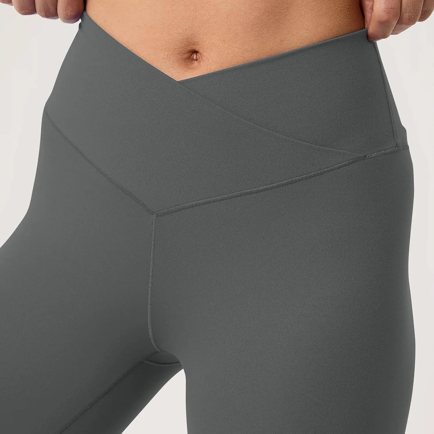 Womens Flare Leggings Cross Over High Waisted Leggings Trouser Style Flared Yoga Pants Gym Workout Running Leggings