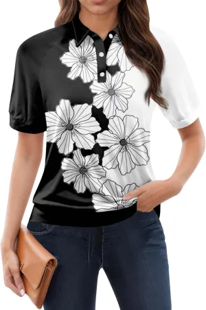 Womens Golf Polo Shirts 2025 Collared Short Sleeve T Shirt Lightweight Moisture Wicking Casual 3 Buttons Outfits