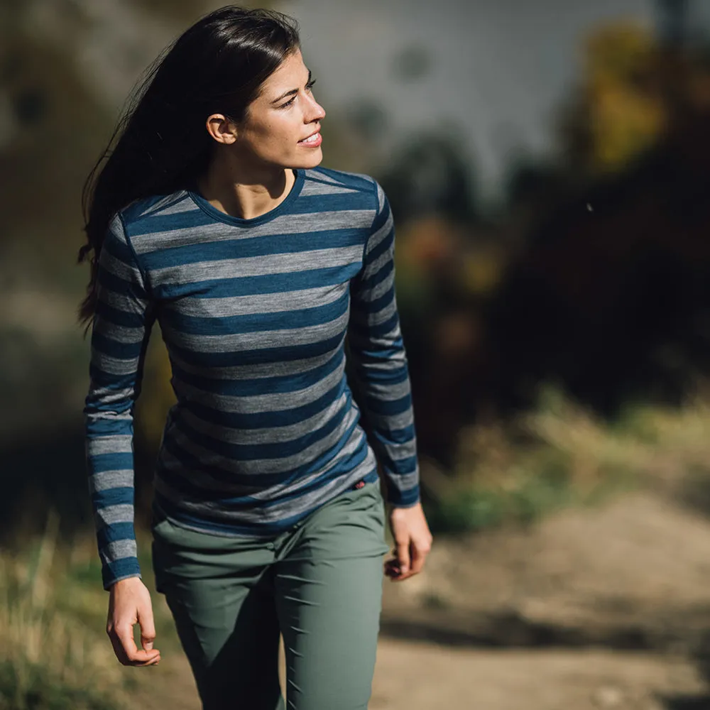 Womens Merino 180 Long Sleeve Crew (Denim/Charcoal)