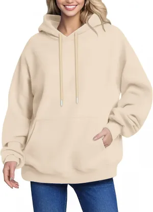 Womens Oversized Hoodies Plus Size Sweatshirt Trendy Drawstring Pullover Long Sleeve With Pockets Winter Clothes