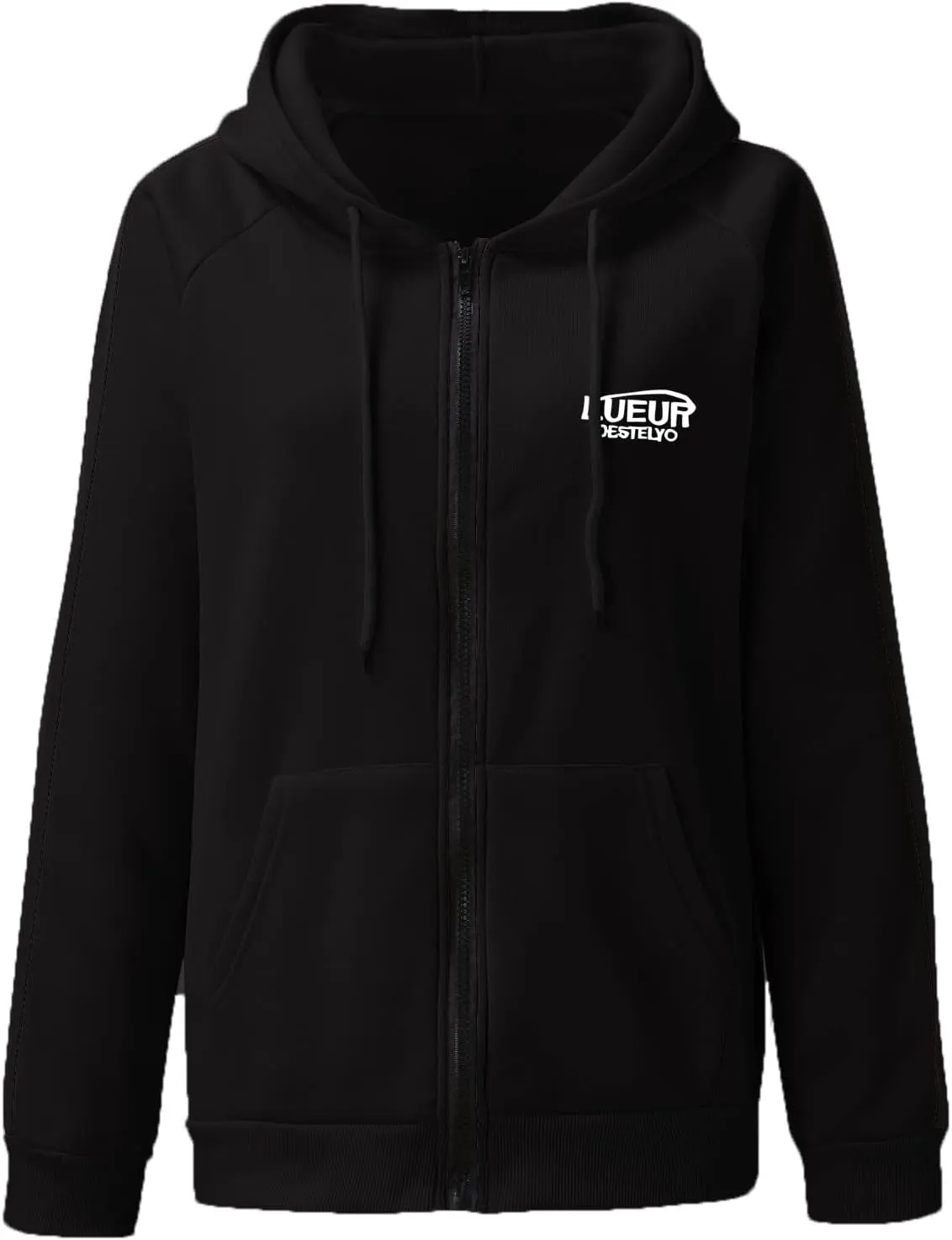 Womens Oversized Zip Up Hoodie Y2K Casual Long Sleeve Black Hooded Sweatshirt 90s Solid Zipper Jacket Cute Tops
