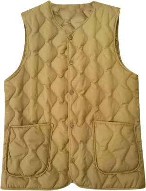 Womens Quilted Vest Lightweight Sleevesless Stand Collar Button Down Padded Gilet Fall Outerwear Vests with Pockets