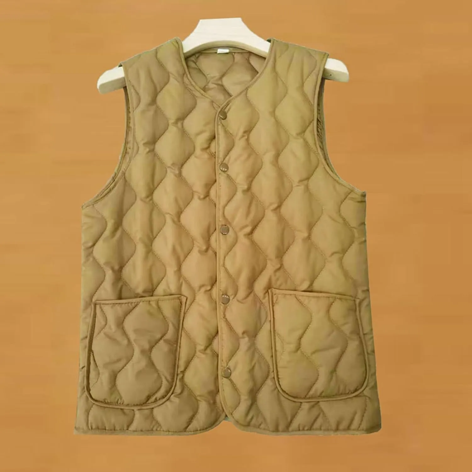 Womens Quilted Vest Lightweight Sleevesless Stand Collar Button Down Padded Gilet Fall Outerwear Vests with Pockets