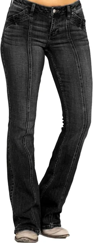Women's Slim Fit Stretch Comfort Tapered Jeans Vintage Low Rise Casual Denim Pants Solid Outdoor Jeans Trouser