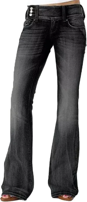 Women's Slim Fit Stretch Comfort Tapered Jeans Vintage Low Rise Casual Denim Pants Solid Outdoor Jeans Trouser